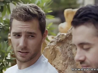 Muscle gay anal fucks antediluvian boyfriend with a big bushwa