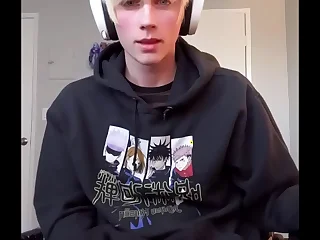 Cute blonde gamer jerks off and shoots massive load